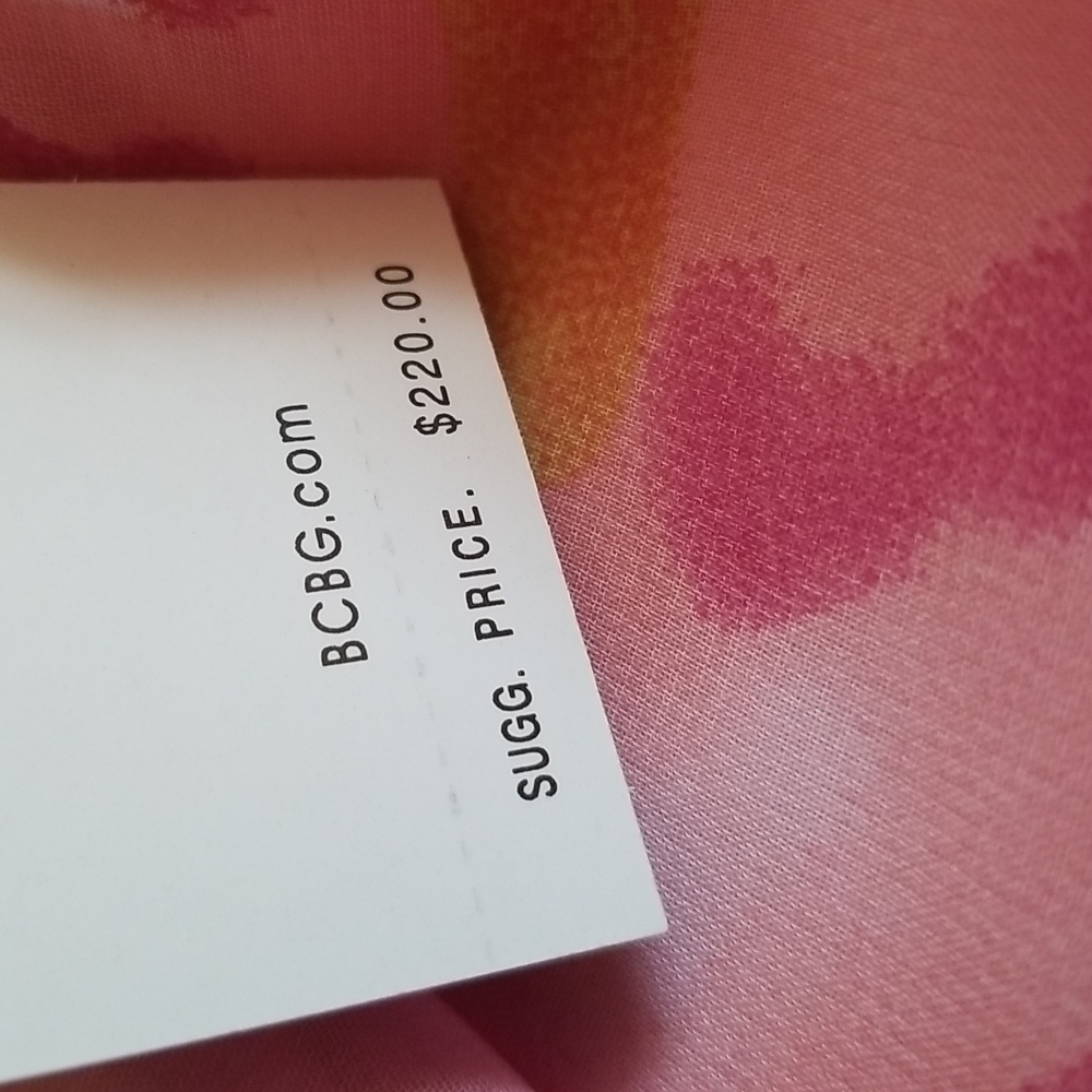 New BCBG MAXAZRIA Secret Garden Pink Floral Watercolor Paint Print Dress - Picture 9 of 12